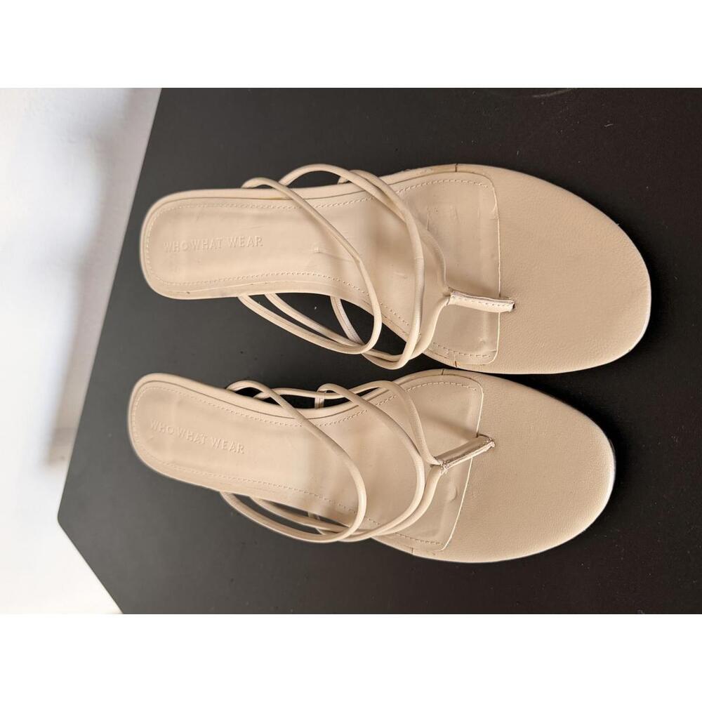 Who What Wear 9.5 Strappy Womens Sandals Nude with Kitten Geometric Heel NWOT